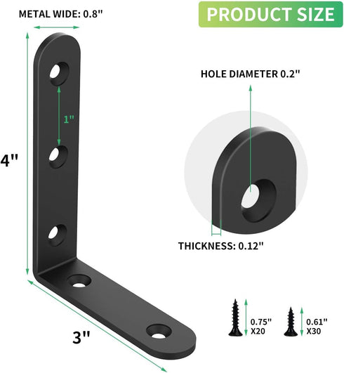Emeroll 20 4 3 Inch PCS L Corner Brace Heavy Duty Shelf Brackets x L Joint Angle Brackets Shelf Support Corner Braces