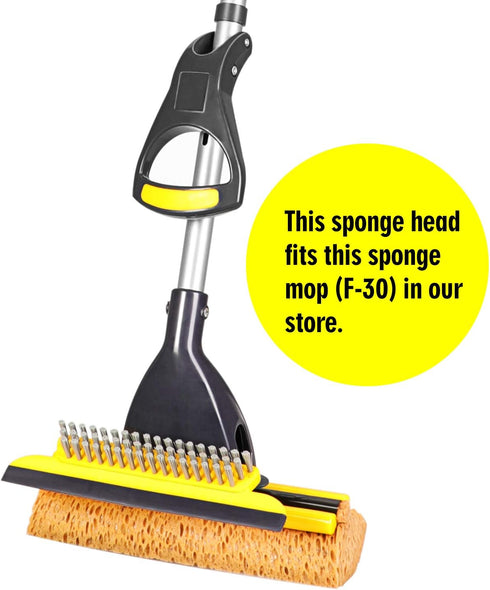 Commercial 2 Yocada Sponge Mop Replacement Refill Head Home Use Tile Floor Bathroom Garage Cleaning Easily Dry Wringing