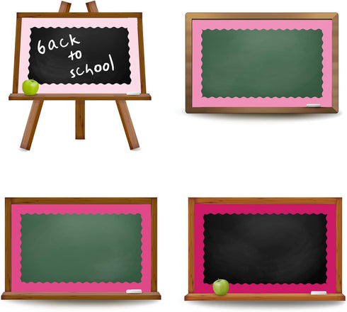 Whaline 65.6ft Valentine's Day Bulletin Board Borders, 4 Rolls Pink Series Die-Cut Strips for School Office Chalkboard