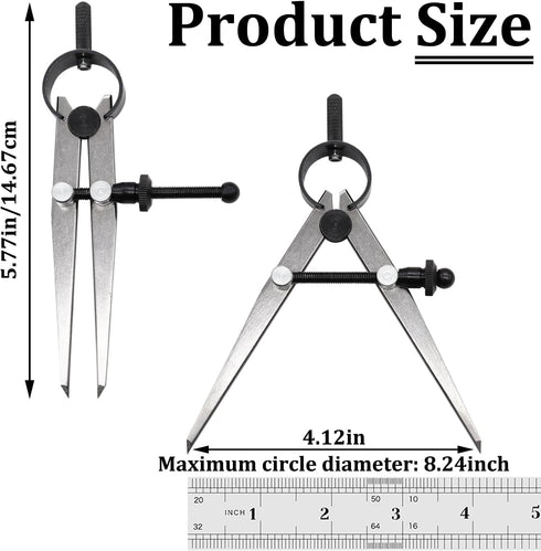 Aienxn Adjustable Edge Creaser Wing Divider, DIY Leather Divider, Compass Drawing Tool, Rotating Craft Tool Leathercraft Compasses for Woodworking, Metalworking Geometry Drawing (4inch)