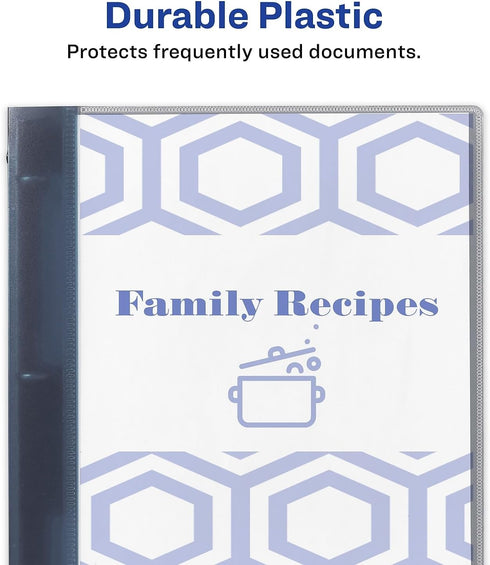 Avery 17676 Flexible Presentation Round Ring Binder, 1/2-Inch Capacity, 11 x 8-1/2, Gray for Document Storage