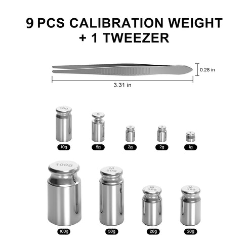 Calibration Weights 210g,9 PCS High Precision Scale Calibration Weight Kit,1g 2g 5g 10g 20g 50g 100g Calibration Weight with Stainless Tweezers for Digital Scale Gram, Mg Scale, Lab Scale