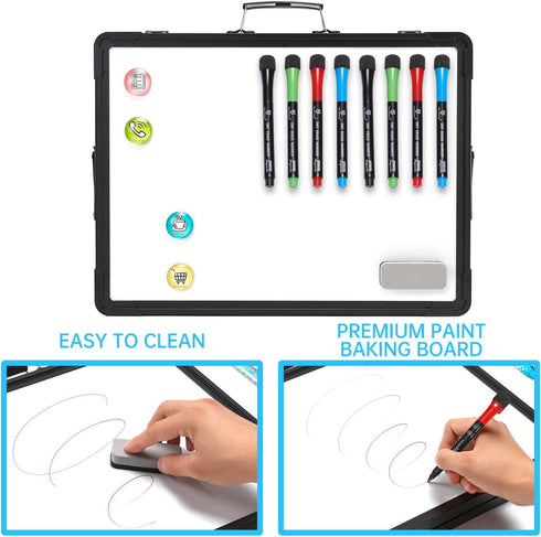 Small Dry Erase White Board - TSJ OFFICE 12" x 16" Mini Easel Desktop Double Sided Whiteboard, Portable Magnetic Board