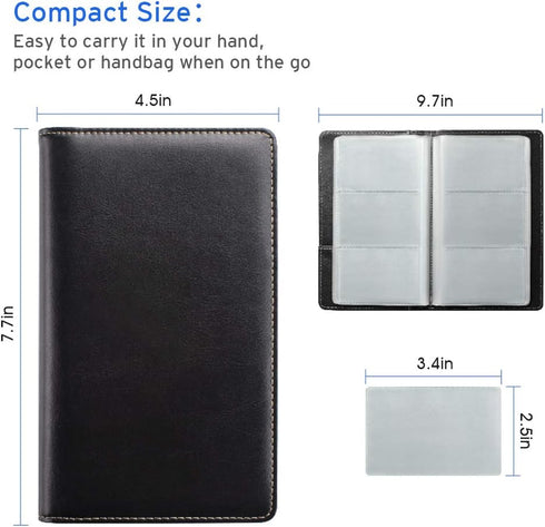 Sooez Leather Professional Business Card Book Holder - 240 Capacity Credit Card Organizer for Men and Women, Black