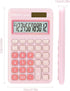 Deli Standard Function Basic Calculator, 12 Digit Desktop Calculator, Pink, Large LCD Display, Solar Battery Dual Power