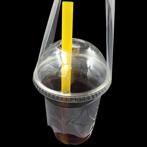 12.5x23cm 100 FERENLI Pcs Clear Plastic Handle Drink Containers Bags T Type Delivery Hanging Carry Take Out Beverage