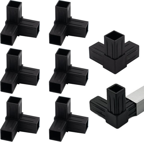 8 PCS 1''/25mm Plastic Square Tube Connector, 3-Way Side Outlet Elbow 90