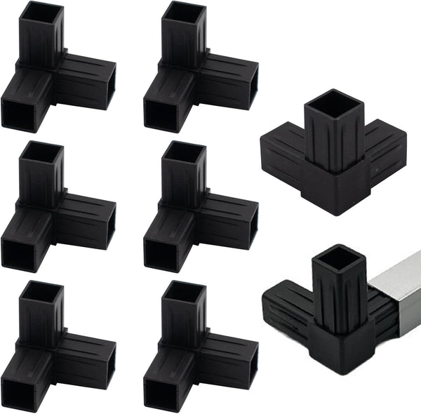 8 PCS 1''/25mm Plastic Square Tube Connector, 3-Way Side Outlet Elbow 90