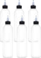 6Pcs 8oz Squeeze Bottles with Black Twist Top Cap, 60ml Clear Refillable Bottles for Hair Oil, Inks, Crafts