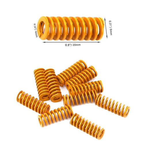 20pcs 8mm OD 20mm Long Light Load Compression Mould Die Spring Yellow for Ender 3s Bed