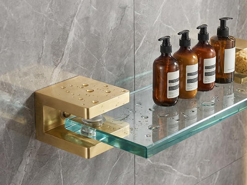 0.87" Inch 0.24"-0.32"(6-8mm) 4 KUMGROT Shelf Square Clips, Gold Pure Copper U Bracket Brass, Adjustable Support