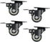 4Pcs 1.5 Inch Heavy Duty Swivel Caster Wheels, Rubber Base with Brake & Top Plate, Loading 50kg/110lbs, Black Rubber