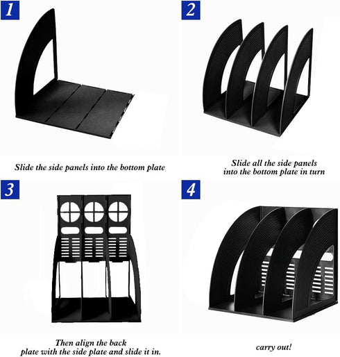 Lemical 3 Compartments Open Section Magazine File Holder, Desk Organizer for Document Storage
