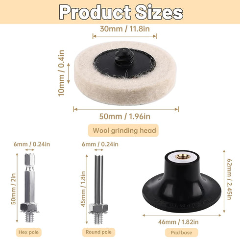 TTMIXKI 20 2 Inch Pcs Compressed Wool Polishing Pad Wheels, Buffing Pads for Drill Felt Buffing Discs Quick Change