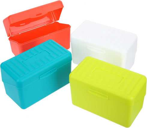 ARTIBETTER 4pcs Plastic Index Card Holder Organizer Box with Built in Slots