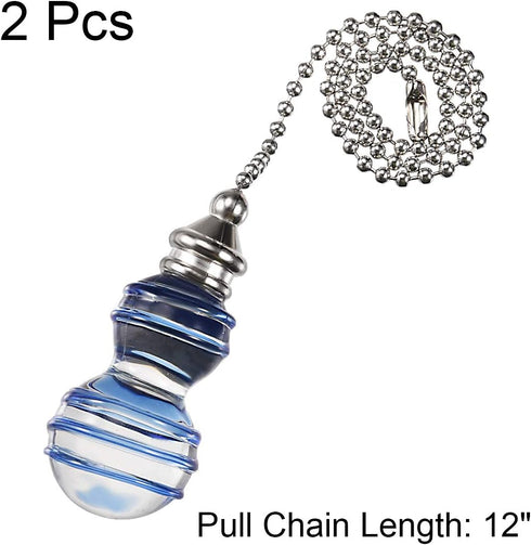 12 Inch Pack 2 uxcell Clear and Blue Glass Pendant Brushed Nickel Pull Chain for Lighting Fans