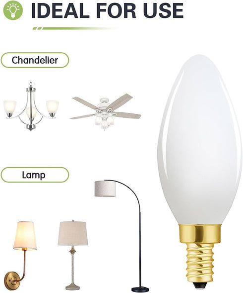 E12 Bulb 6W E12 Bulb 60 4000K AC120V 600LM Dimmable B11 Pack 6 Frosted led Equivalent Candelabra watt Daylight Matt