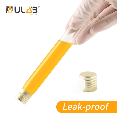 ULAB Scientific 50pcs 25ml Glass Test Tubes with Aluminum Screw Caps, Borosilicate Glass, Dia.18x145mm, Thickness