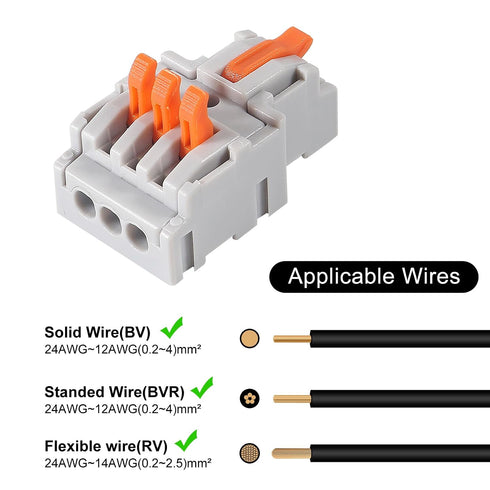 AITRIP 10PCS Block(1 3 Lever Wire ConnectorsLever Wire Connectors, Quick Wiring Cable Connector Push-in Conductor