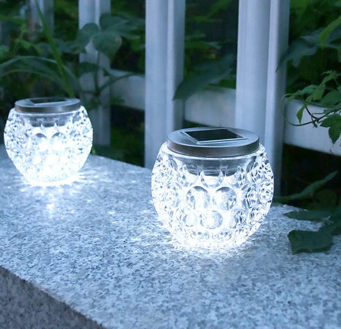 yuans 2 Pack) Solar Table Light, Solar Mosaic Lights Color Changing Solar Glass Ball Garden Lights Waterproof Solar