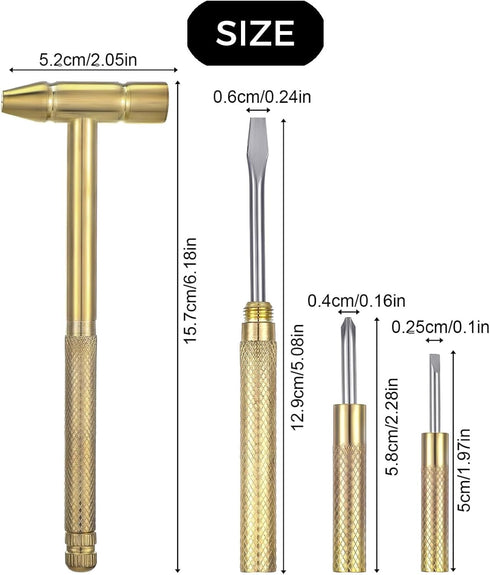 ZQTSANKESL 2 hammers hammers anti rust copper and screwdriver hand tools, screwdriver are very suitable for opening