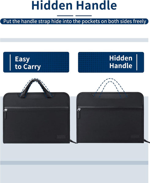 Sooez Heavy Duty Accordion File Organizer, Portable 12 Pockets Expanding File Folders for Home & Office