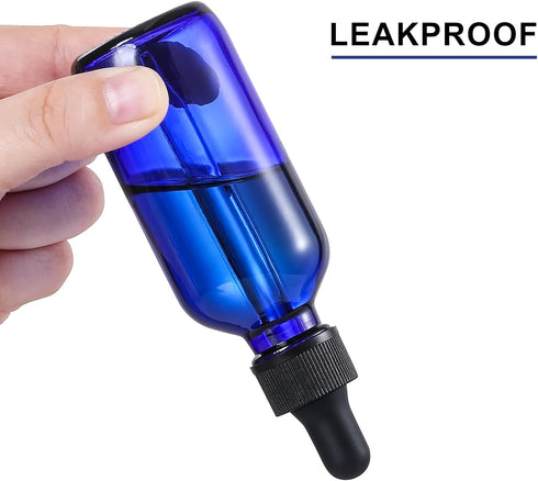 AOZITA 4 Pack 2 oz Dropper Bottles with 1 Funnel & 4 Labels - Thick Dark Blue Glass Tincture Bottles with Eye Droppers