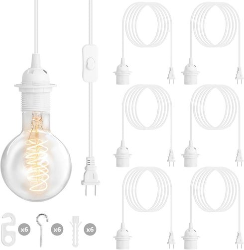 Reginary 6 Pieces Hanging Light Cord Kit Lantern Bulb Cord Cable Extension