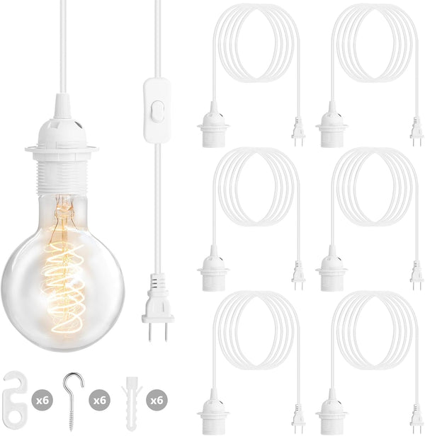 Reginary 6 Pieces Hanging Light Cord Kit Lantern Bulb Cord Cable Extension