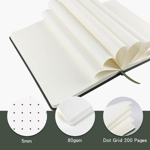 Journal Notebook (A5-Dotted, Dark Green), 192 Pages, Medium 5.7X8.3 inches - 80 gsm Thick Paper, Hardcover.