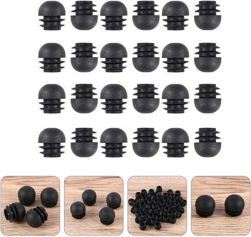 50pcs 25mm Zerodeko Black Round Tubing End Caps Furniture Leg Plugs Table Chair Leg Inserts Floor Protectors, Diameter