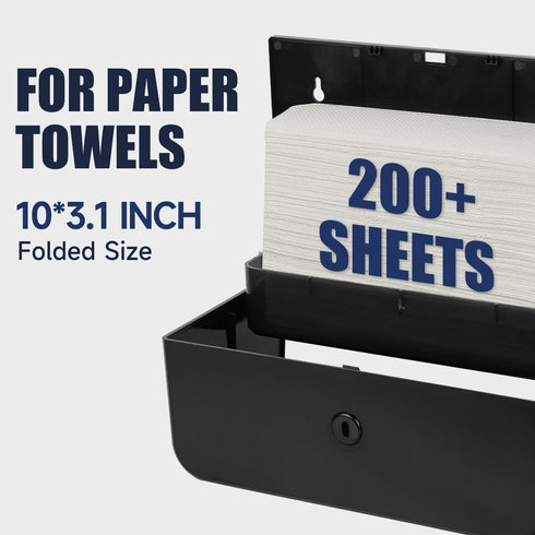 10"x3.1" 200 AIKE Wall Mount Paper Towel Dispenser, Fit Multifold Paper Towel Folded Size or Smaller, Sheets Capacity