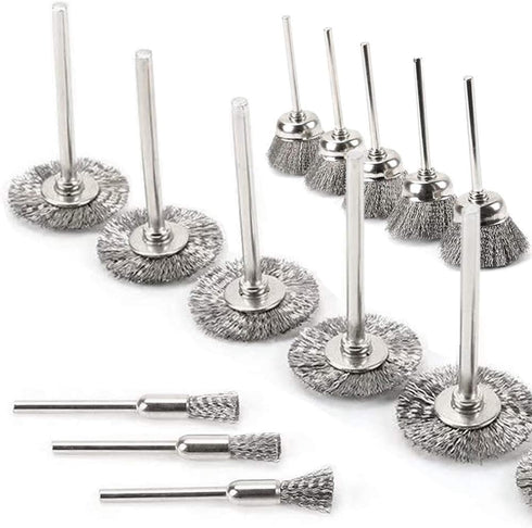 Mesee 45Pcs Steel Wire Brushes Wheels Set with 1/8" Shank Polishing Wire Wheel Cup Pen Brush Accessories Kit Fit Rotary Tool for Buffing Cleaning Grinding Removal Rust Corrosion Paint