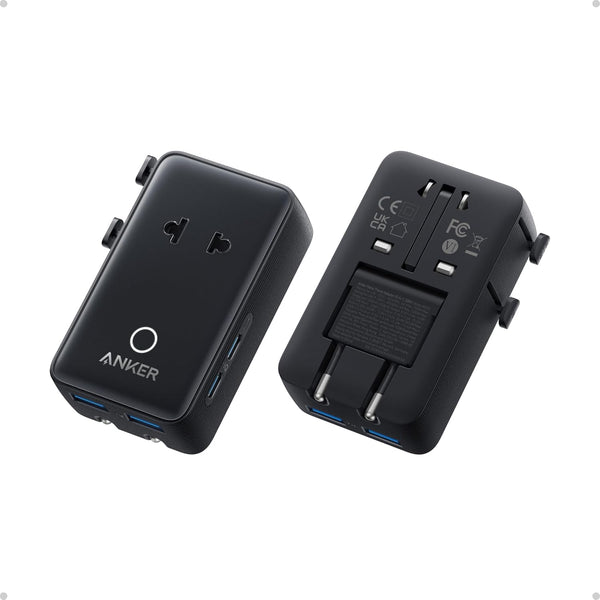 Anker Nano Travel Adapter, 5-Port Power Adapter with 1 2-Pin AC, 2 USB