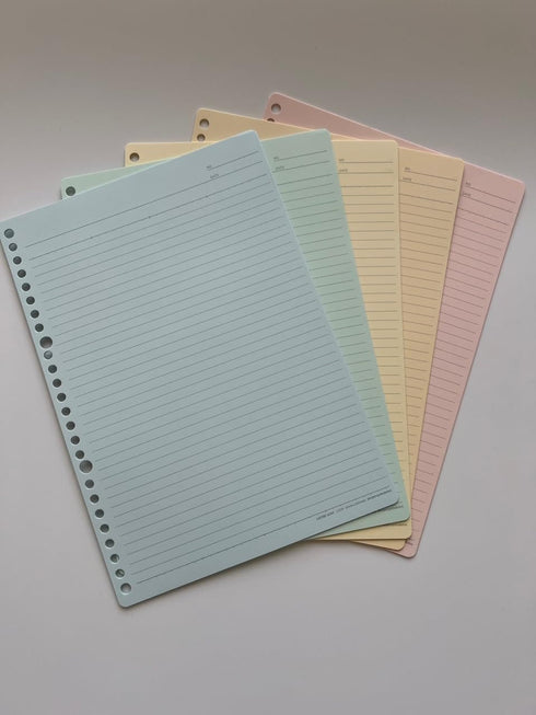 Maruman 26-Hole B5 Loose Sheets, 6mm Ruled, 60-sheet/pack (12-sheet x 5 colors), 1 Pack (L1231-99)