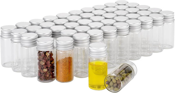 30Pcs 10ml Glass Vials with Aluminium Cap, Small Clear Sample Bottles with Screw Caps