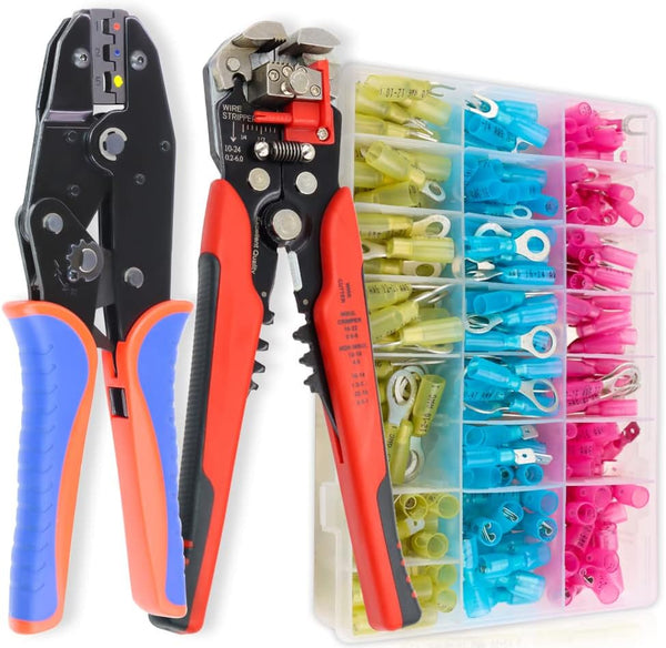 HKS Crimping Tool for Heat Shrink Connectors with 280PCS Marine Grade Heat Shrink Connectors