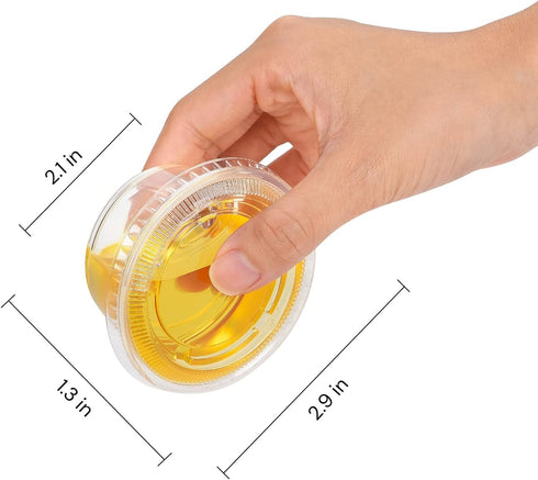 EDI Clear Disposable Plastic Portion Cups with Leakproof Lids, 50 Sets, 3.25 OZ, BPA Free, Recyclable Souffle Cups