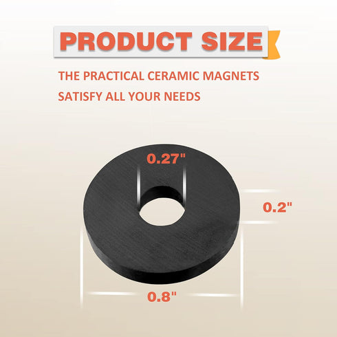 TSUYA Ferrite Ring Magnets for Crafts - 40 Pcs, 21mm Circle Magnets with Center Hole