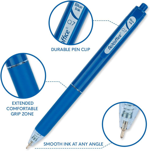 Pastel Ballpoint Pens, Colored Ink, Retractable, Medium Point 0.7mm, Quick Drying, Smearing and Smudging Proof