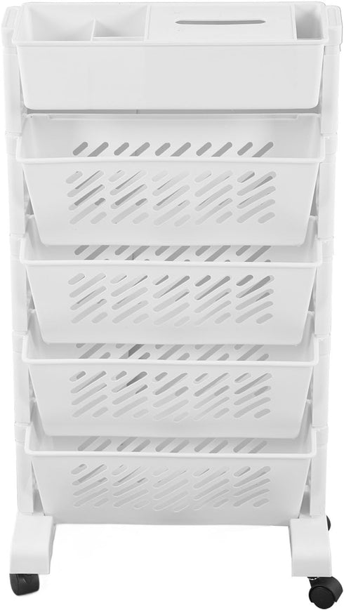 Small Bookshelf Mobile Bookcase, Home Tiered Storage Shelf Carts with Wheels, Rolling Storage Cart (5 Layer)