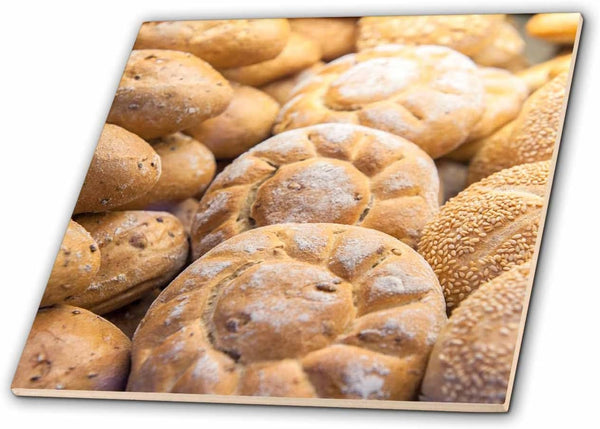 3dRose Fresh Baked breads in Bakery, Wertheim, Germany 4 Inch Ceramic Tile