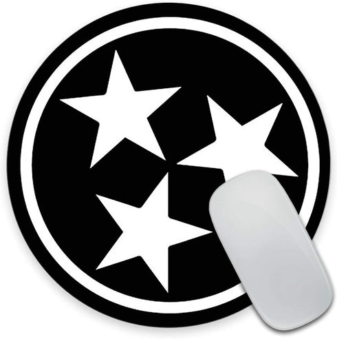 Custom Office Round Mouse Pad, Tennessee Flag Isolated Volunteers Black Tri-Star Gaming Mouse Pad 7.9 x 7.9 x 0.12 Inch