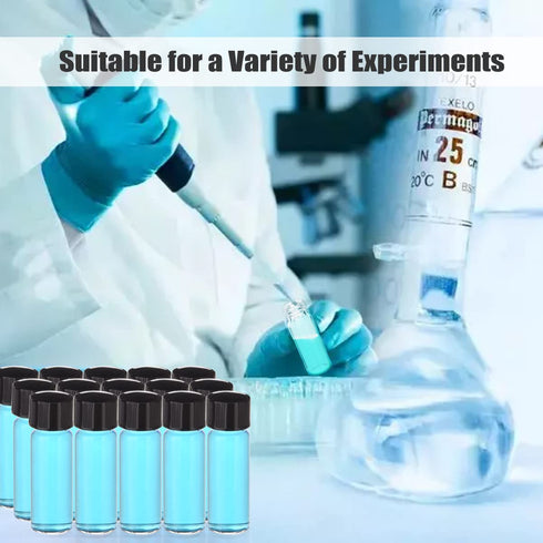 ESHATO 100 Pieces Glass Sample Vial, Small Liquid Sampling Bottle with Black Plastic Screw Caps