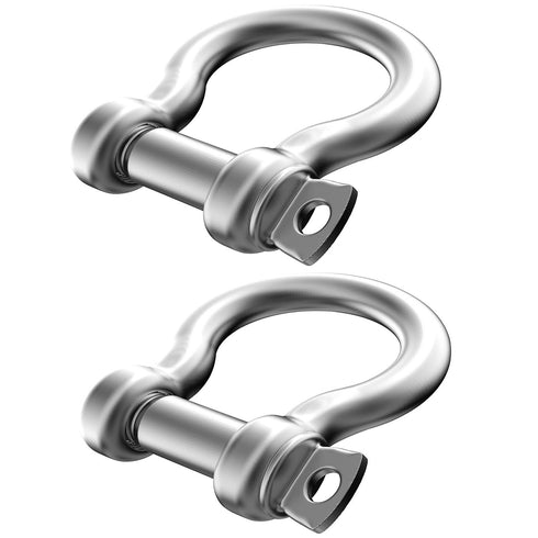2 Pcs 3/8 Inch 304 Stainless Steel D Ring Shackles, 10 mm Screw Pin Anchor Shackle for Traction Steel Wire