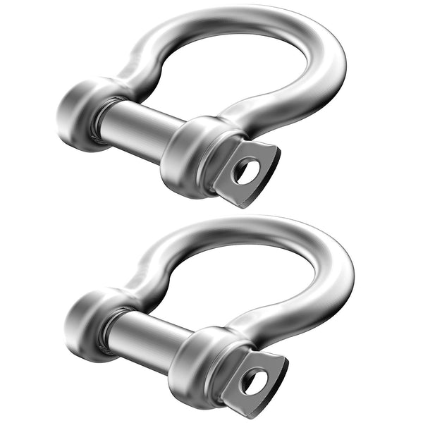 2 Pcs 3/8 Inch 304 Stainless Steel D Ring Shackles, 10 mm Screw Pin Anchor Shackle for Traction Steel Wire