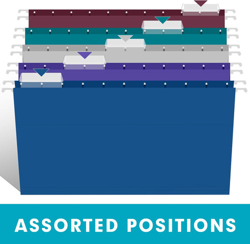 RAZCC 60 Pack Hanging File Folders, Legal Size Reinforced for Bulky Files with Adjustable Tabs