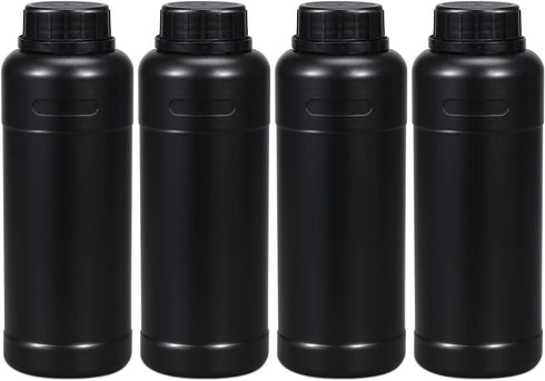PE Plastic Food Grade Bottles, Wide Mouth Lab Reagent Bottle for Liquid/Solid Sample Storage, Black, 17oz