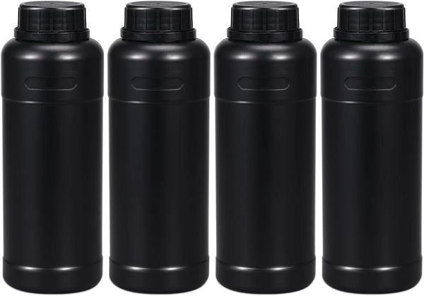 PE Plastic Food Grade Bottles, Wide Mouth Lab Reagent Bottle for Liquid/Solid Sample Storage, Black, 17oz