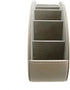 Remote Control Holder Organizer, Beige Leather Storage with 5 Spacious Compartments for Table Desk